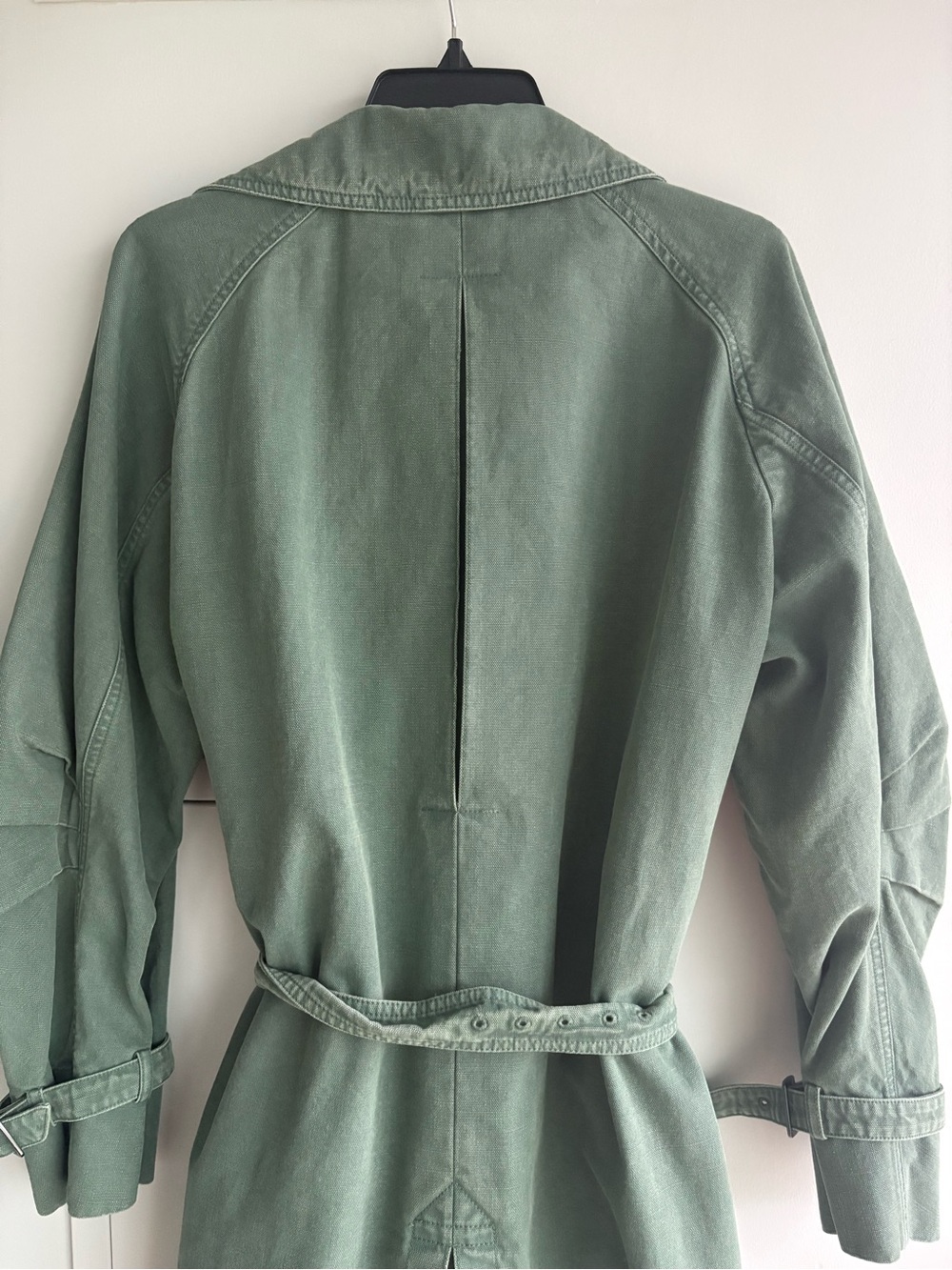 MaxMara Corfu Sage Green Double-Breasted Trench Coat with Belt - Picture 11 of 12